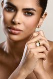 Daya Gold Adjustable Ring With White Crystal