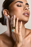 Daya Gold Adjustable Ring With Sage Crystal