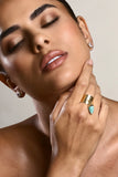 Daya Gold Adjustable Ring With Sage Crystal