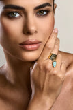 Daya Gold Adjustable Ring With Sage Crystal