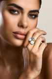 Starla Gold & Blue Adjustable Cluster Ring