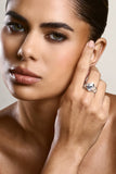 Savi Silver Adjustable Diamante Ring