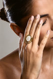 Arista Gold Adjustable Pearl Pendant Ring
