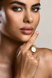 Arista Gold Adjustable Pearl Pendant Ring