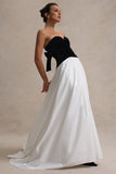 Lucienne Black & Cream Sweetheart Corset Split Maxi Dress