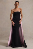 She's Trouble Black Bandeau Maxi Dress With Pink Cape
