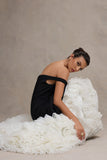 The Greatest Black & Cream Bardot Maxi Dress With Tulle Skirt