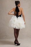 Meringue Black Velvet Plunge-Neck Mini Dress With Tulle Skirt