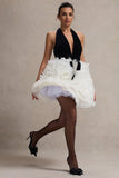 Meringue Black Velvet Plunge-Neck Mini Dress With Tulle Skirt