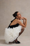 Meringue Black Velvet Plunge-Neck Mini Dress With Tulle Skirt