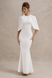 Kianne White Draped Short-Sleeve Maxi Dress