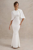 Kianne White Draped Short-Sleeve Maxi Dress