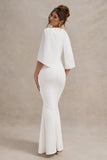 Kianne White Draped Short-Sleeve Maxi Dress