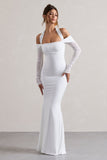 Malisha White Halter-Neck Long-Sleeve Maxi Dress