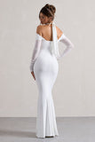 Malisha White Halter-Neck Long-Sleeve Maxi Dress