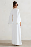 Milly White Cape Maxi Dress With Asymmetric Chiffon Hem