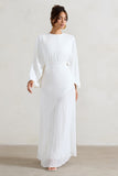 Milly White Cape Maxi Dress With Asymmetric Chiffon Hem