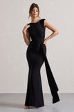 Kadie Black Sleeveless Gathered Maxi Dress With Drape