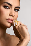 Shore Gold Adjustable Ring With Iridescent Shell