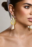 Aloha Gold Leaf Drop Earrings With Iridescent Shell