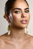 Aloha Gold Leaf Drop Earrings With Iridescent Shell