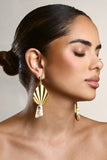 Aloha Gold Leaf Drop Earrings With Iridescent Shell