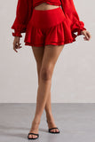Rossana Red Tiered Frilled Shorts