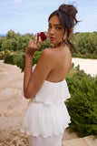 Catera White Strapless Layered Ruffle Maxi Dress