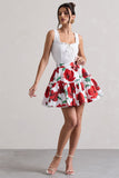 Isola Poppy Print Poplin Tired Mini Skirt