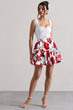 Isola Poppy Print Poplin Tired Mini Skirt