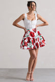 Isola Poppy Print Poplin Tired Mini Skirt