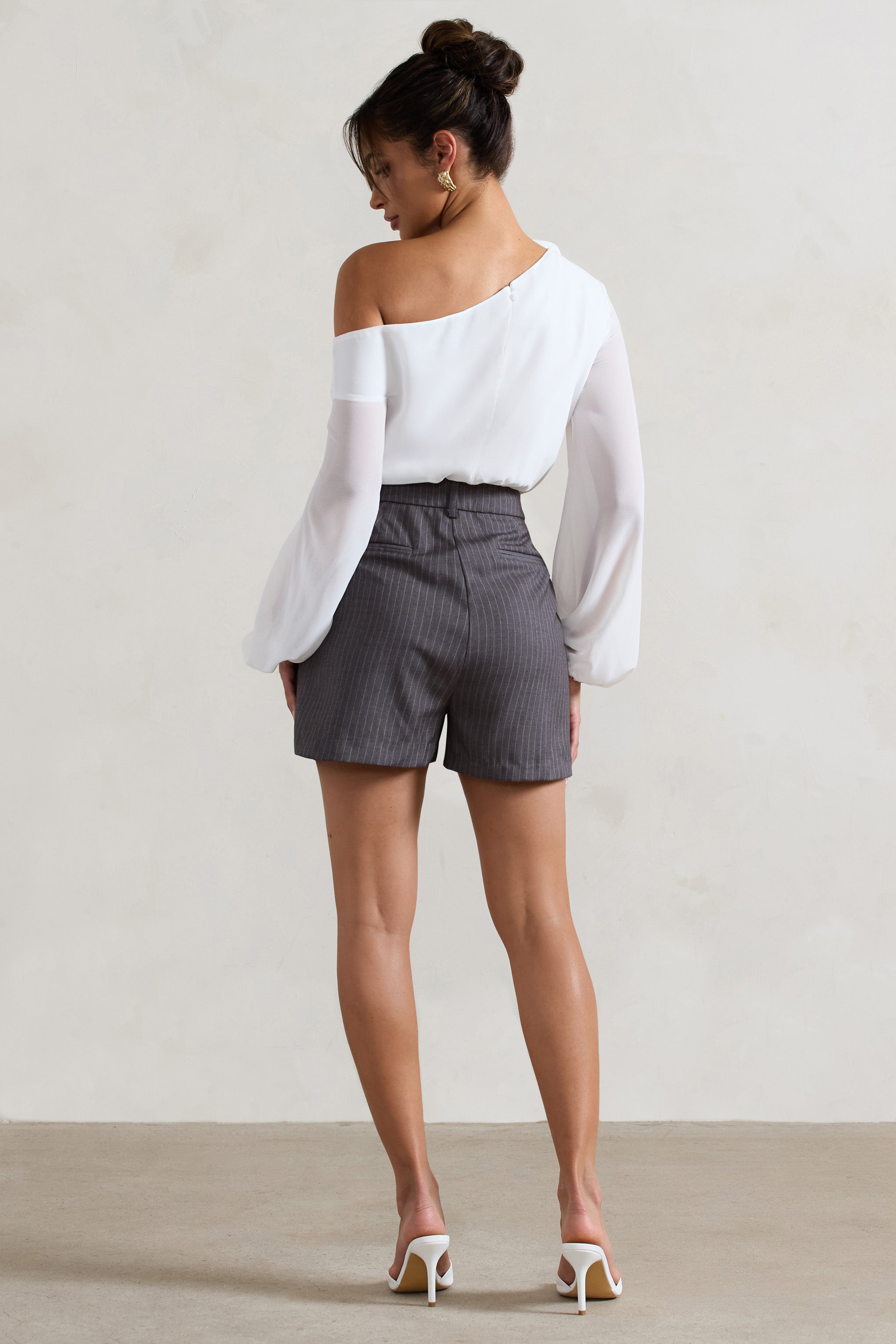 Rue Grey Pinstripe Tailored Shorts