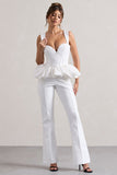 Jadia White Sweetheart Corset Top With Puff Hem