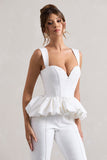 Jadia White Sweetheart Corset Top With Puff Hem
