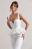 Jadia White Sweetheart Corset Top With Puff Hem