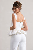 Jadia White Sweetheart Corset Top With Puff Hem