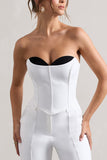 Aubriella White Strapless Lace-Up Corset Top