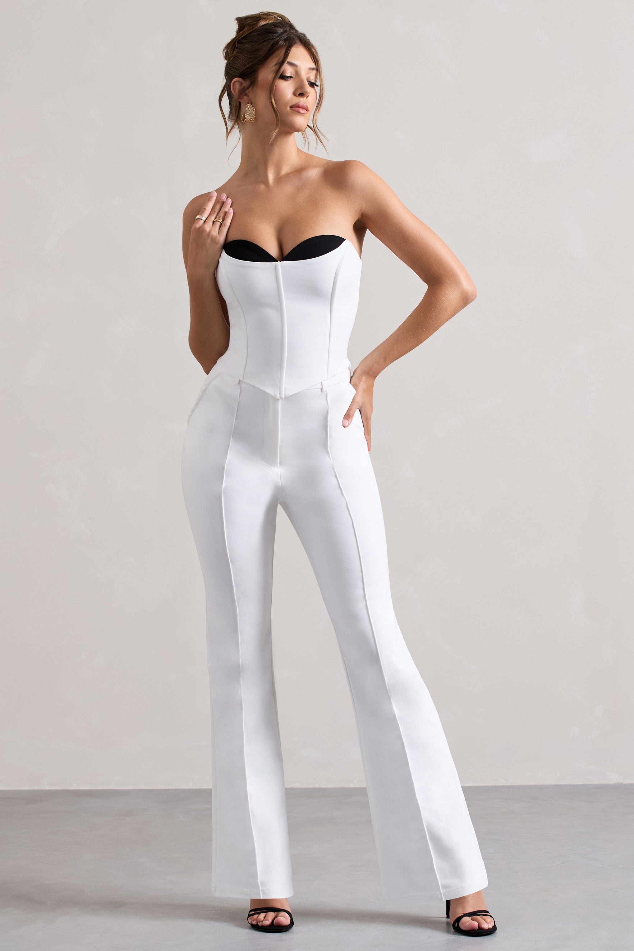 Aubriella White Strapless Lace-Up Corset Top