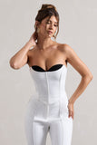 Aubriella White Strapless Lace-Up Corset Top