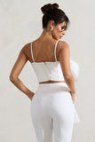 Whirlwind White Strappy Top With Oversized Ruffle Detail
