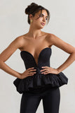 Huntley Black Sweetheart Corset Top With Satin Puff Hem