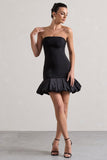 Liscia Black Bandeau Mini Dress With Ruffle Trim