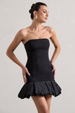 Liscia Black Bandeau Mini Dress With Ruffle Trim