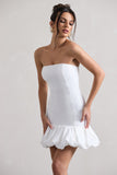 Liscia White Bandeau Mini Dress With Ruffle Trim