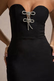 Molly Black Strapless Sweetheart Maxi Dress With Bows