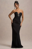 Molly Black Strapless Sweetheart Maxi Dress With Bows