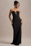 Molly Black Strapless Sweetheart Maxi Dress With Bows