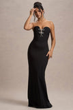 Molly Black Strapless Sweetheart Maxi Dress With Bows