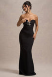 Molly Black Strapless Sweetheart Maxi Dress With Bows