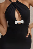 Raelynn Black Halter-Neck Cut-Out Maxi Dress With Bow